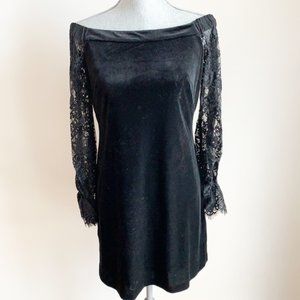 White house black market velour lace party cocktail dress
